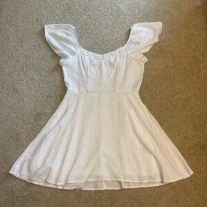 Trixxi Babydoll Flutter Sleeves White Lined Mini Dress Peasant Cottagecore L
